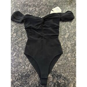 Sandro Paris Agittaire Off-the-Shoulder Bodysuit Black Size 1 Xs $295